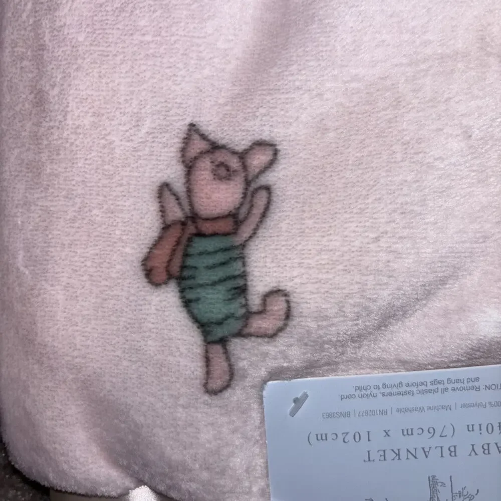 Winnie The Pooh Bear Collection Baby Blanket Blush Pink Bows Eeyore Owl Piglet